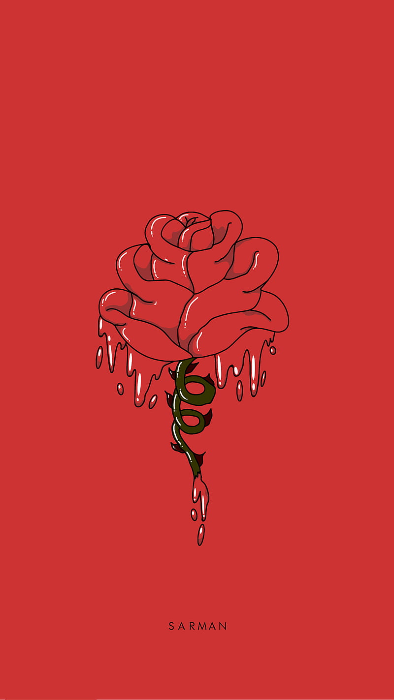 RoseRose, best, blood, cicek, gul, illustrator, red, rose, sarman, HD phone wallpaper