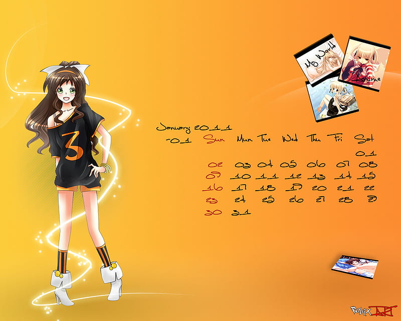 Anime Art Calendar calendar art girl anime hop art HD wallpaper