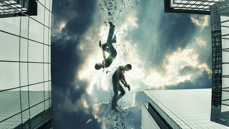 Insurgent (2015), poster, movie, divergent, Theo James, man, insurgent, saga, girl, actress, Shailene Woodley, couple, actor, blue, HD wallpaper