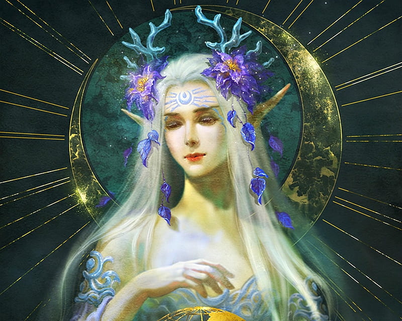 Богиня луны 5 букв. Богиня Луны Элуна. Богиня Карна у славян. Анахита богиня.