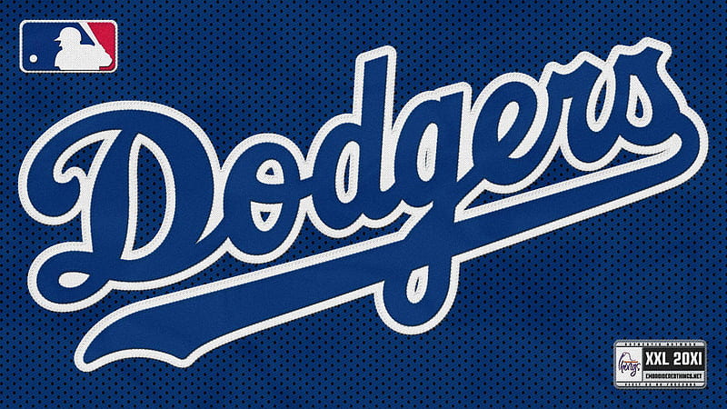 Word Dodgers With Blue Background And Black Dots Dodgers, HD wallpaper
