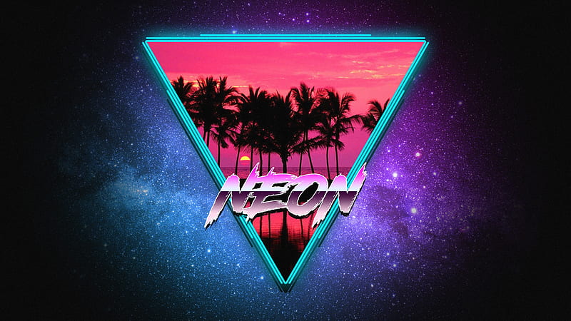 retrowave, triangle, neon design, synthwave, HD wallpaper