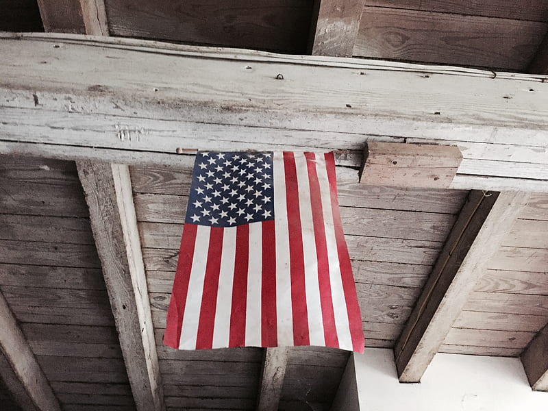 U.S. American flag hanging on ceiling, HD wallpaper