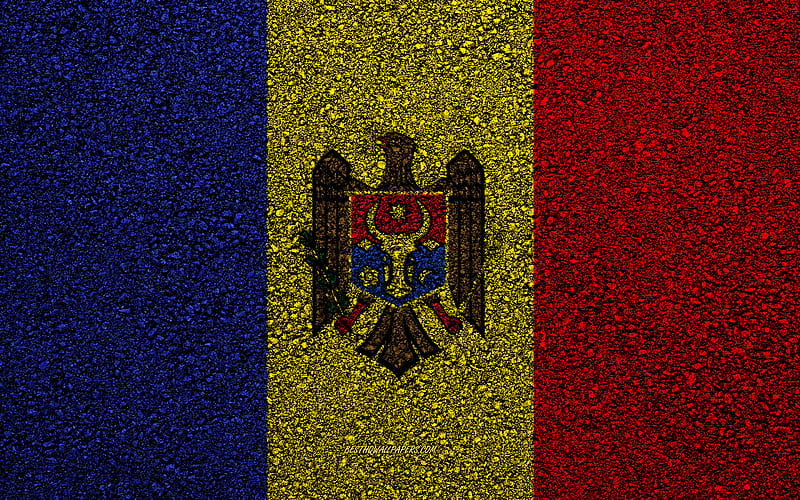 Flag of Moldova, asphalt texture, flag on asphalt, Moldova flag, Europe, Moldova, flags of european countries, HD wallpaper