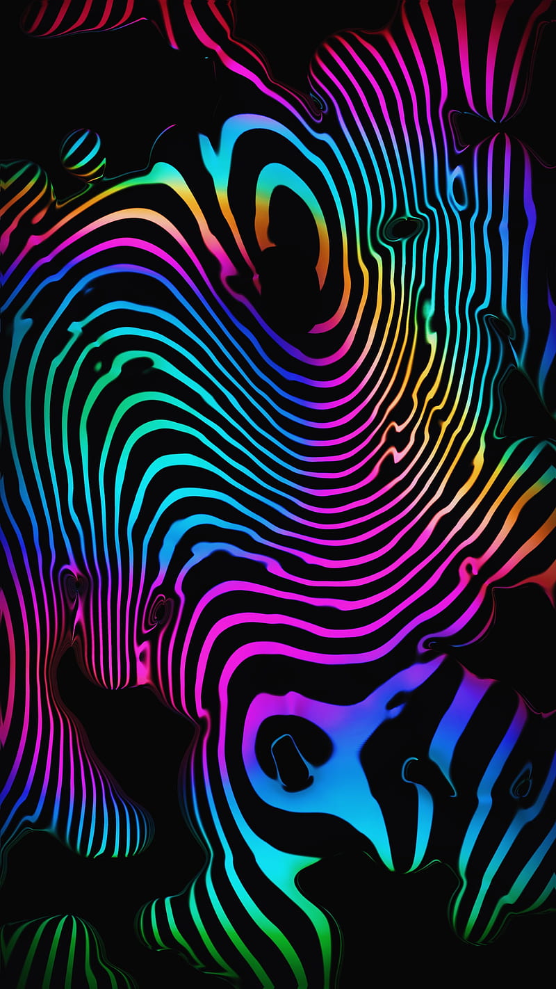 Cyber Zebra, abstract, amoled, colorful, lines, oled, rgb, true black, vobrant, HD phone wallpaper