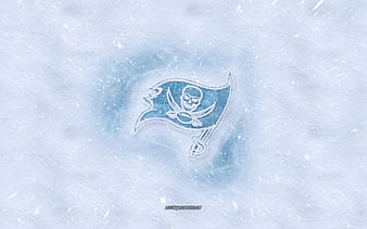 Tampa Bay Buccaneers logo, American football club, winter concepts, NFL, Tampa Bay Buccaneers ice logo, snow texture, Tampa, Florida, USA, snow background, Tampa Bay Buccaneers, American football, HD wallpaper