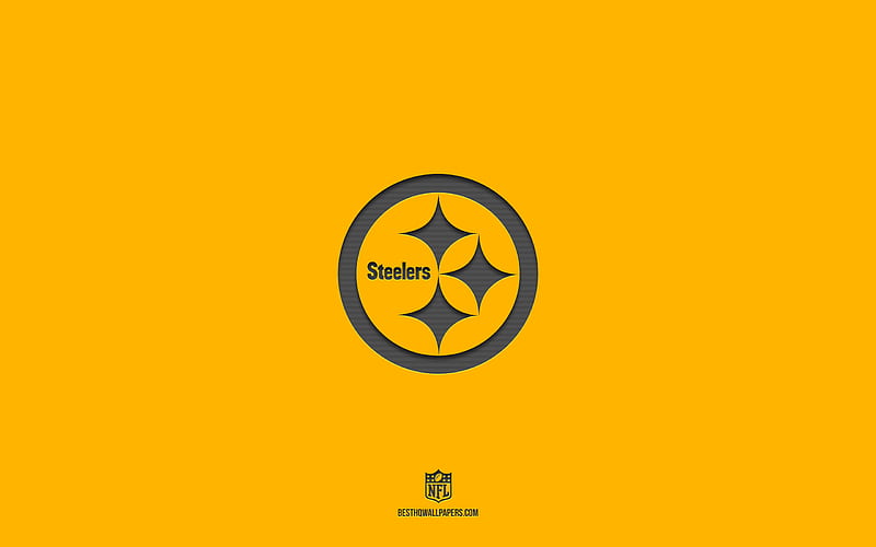 Pittsburgh Steelers, yellow background, American football team, Pittsburgh Steelers emblem, NFL, USA, American football, Pittsburgh Steelers logo, HD wallpaper
