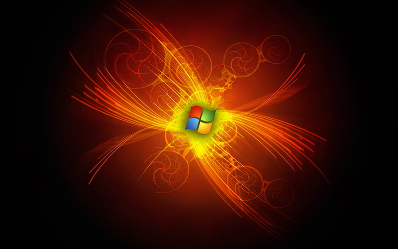 130 - Windows 7, orange, 7, black, microsoft, vista, windows, ball, logo, windows 7, dark, seven, HD wallpaper
