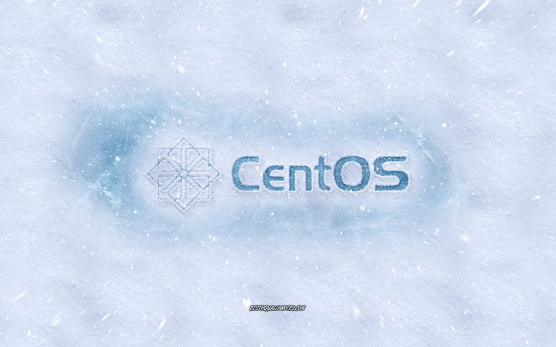 CentOS logo, winter concepts, snow texture, snow background, CentOS emblem, winter art, CentOS, HD wallpaper