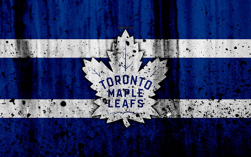 Toronto Maple Leafs, grunge, NHL, hockey, art, Eastern Conference, USA, logo, stone texture, Atlantic Division, HD wallpaper