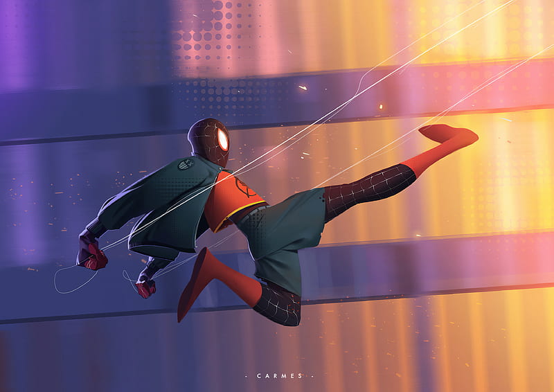 Spider Man Flying Kick, spiderman, superheroes, artwork, digital-art, art, artstation, HD wallpaper