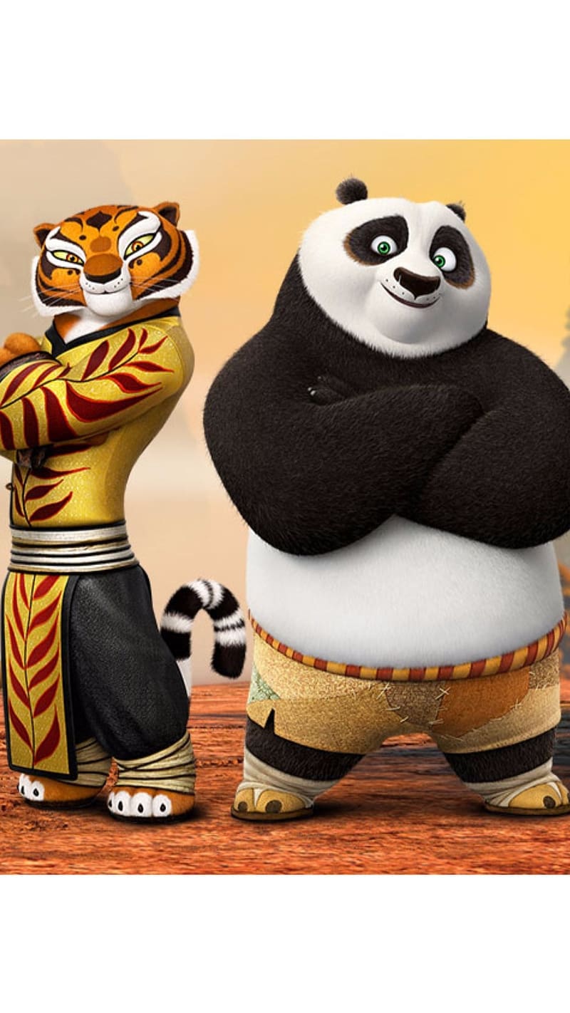 Kung Fu Panda And Tigress, kung fu panda, tigress, animated, panda, HD phone wallpaper