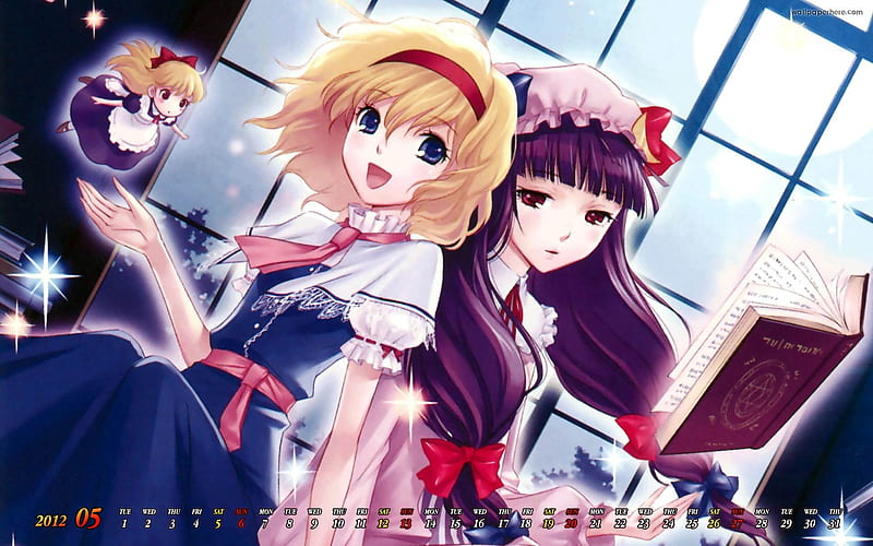 Anime Girls-May 2012 calendar, HD wallpaper