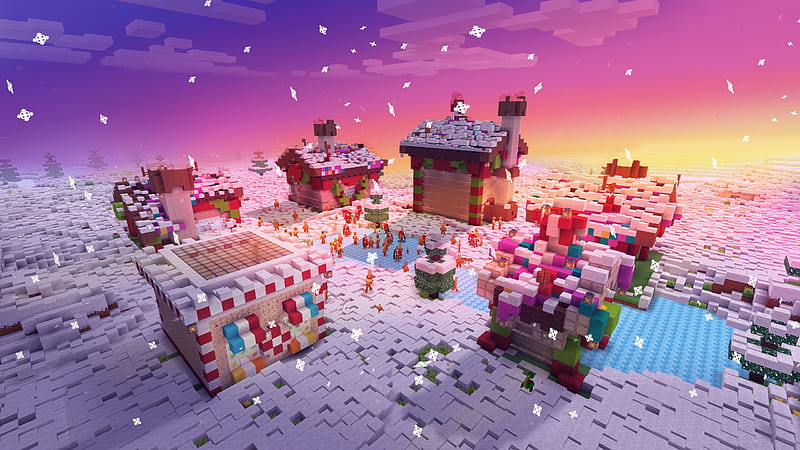 Happy New Year in Cute Little Village in Realmcraft Minecraft Clone, open world game, gaming, playgames, pixel games, mobile games, realmcraft, sandbox, minecraft, games action, game, minecrafters, pixel art, art, 3d building games, pixel, fun, adventure, building, 3d, minecraft, HD wallpaper