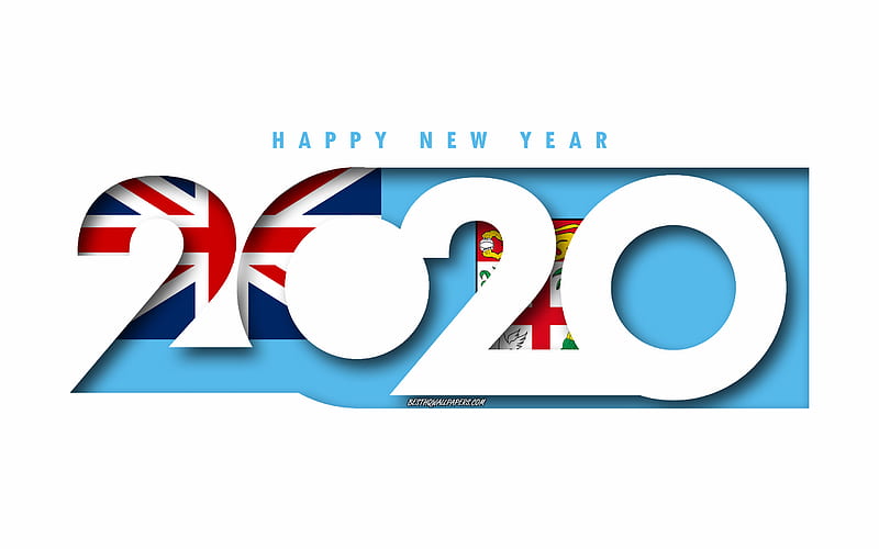 Fiji 2020, Flag of Fiji, white background, Happy New Year Fiji, 3d art, 2020 concepts, Fiji flag, 2020 New Year, 2020 Fiji flag, HD wallpaper