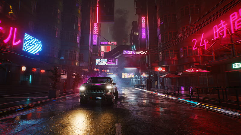 Cyberpunk Street Neon Night Lights , cyberpunk-2077, games, ps-games, xbox-games, pc-games, 2020-games, HD wallpaper