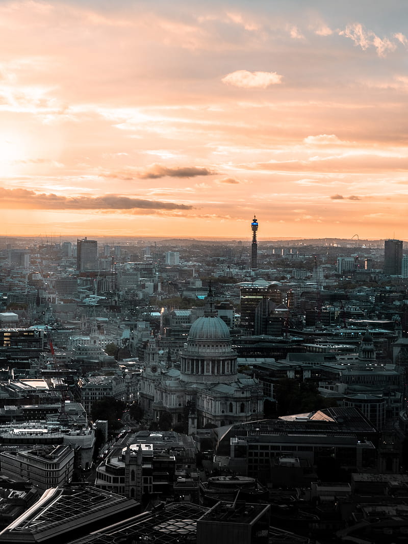 city, aerial view, buildings, architecture, overview, london, great britain, HD phone wallpaper