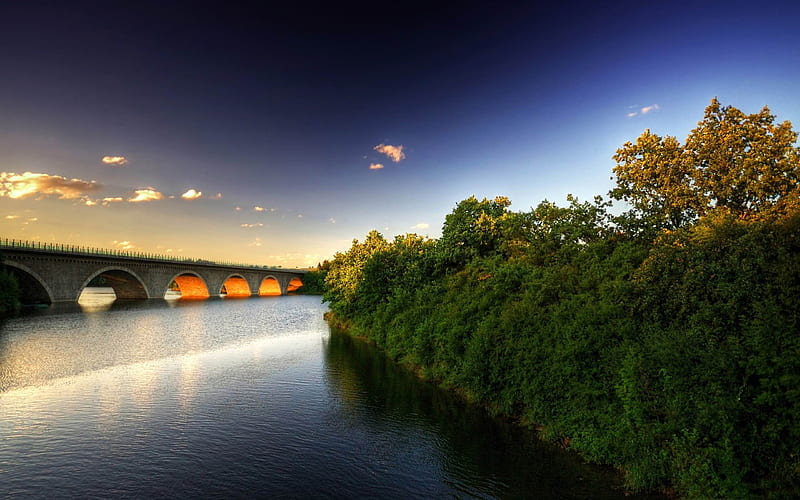 beautiful bridge-rivers Landscape, HD wallpaper