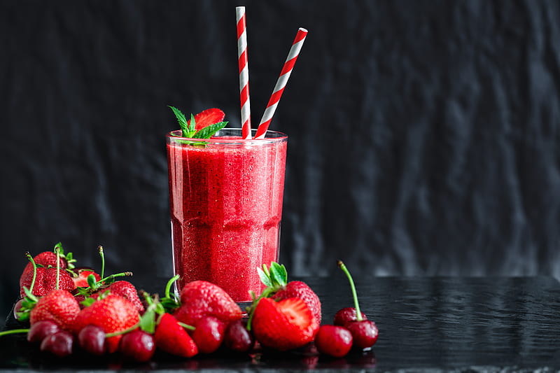 Food, Smoothie, Glass, Berry, Strawberry, Still Life, Drink, HD wallpaper