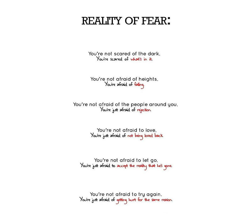 Reality of fear, bonito, cute, drawn, friends, heart, love, quotes, written, HD wallpaper
