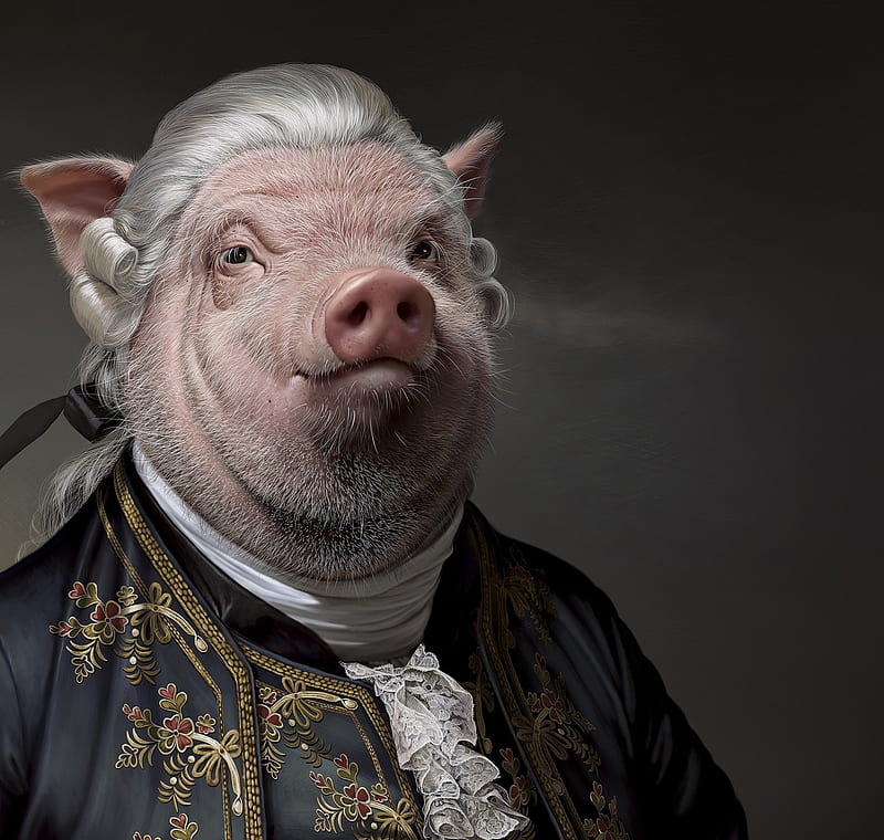 Lord Pig, pig, fantasy, lord, creative, porc, animal, HD wallpaper