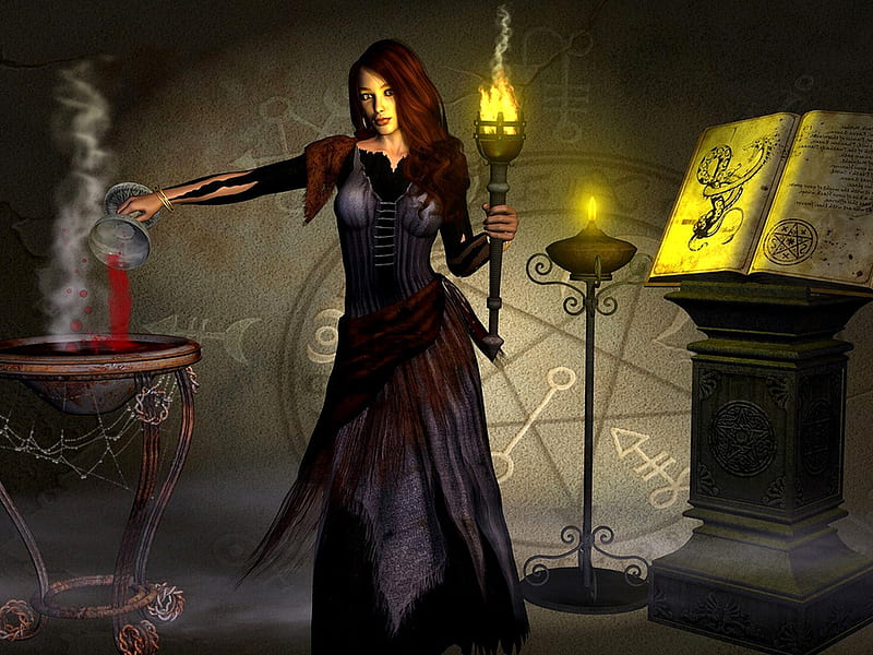 MAGIC WITCH, witch, potions, female, book, magic, HD wallpaper