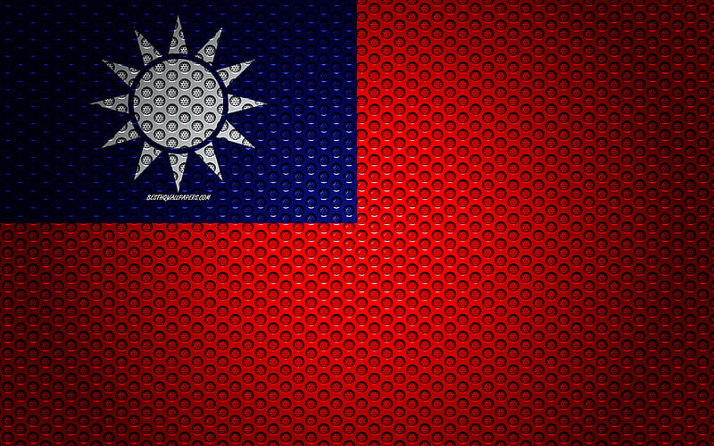Flag of Taiwan creative art, metal mesh texture, Taiwan flag, national symbol, Taiwan, Asia, flags of Asian countries, HD wallpaper