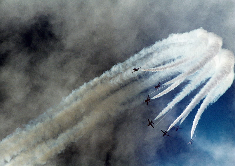 The Red Arrows, airshow, red arrows, leuchars air base, fife, HD wallpaper