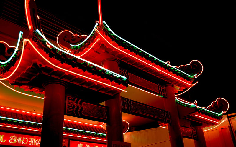 Oriental Neon, restaurant, neon signs, oriental, orient, asian, chinese food, HD wallpaper