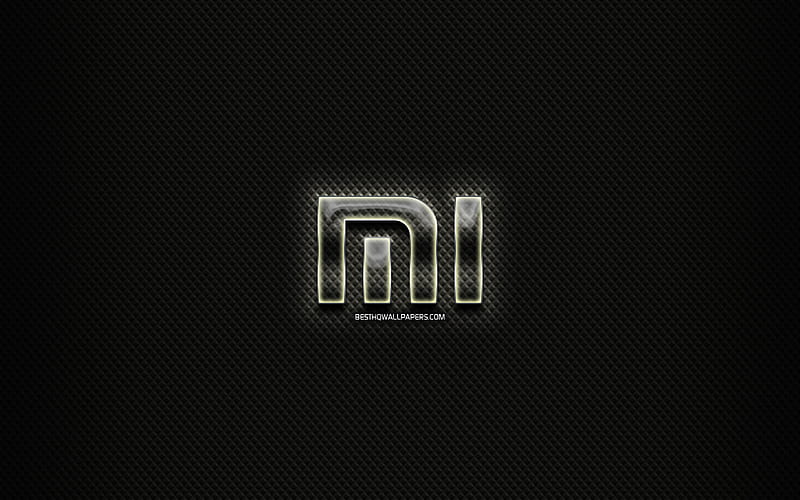 Xiaomi glass logo, black background, artwork, brands, Xiaomi logo, creative, Xiaomi, HD wallpaper