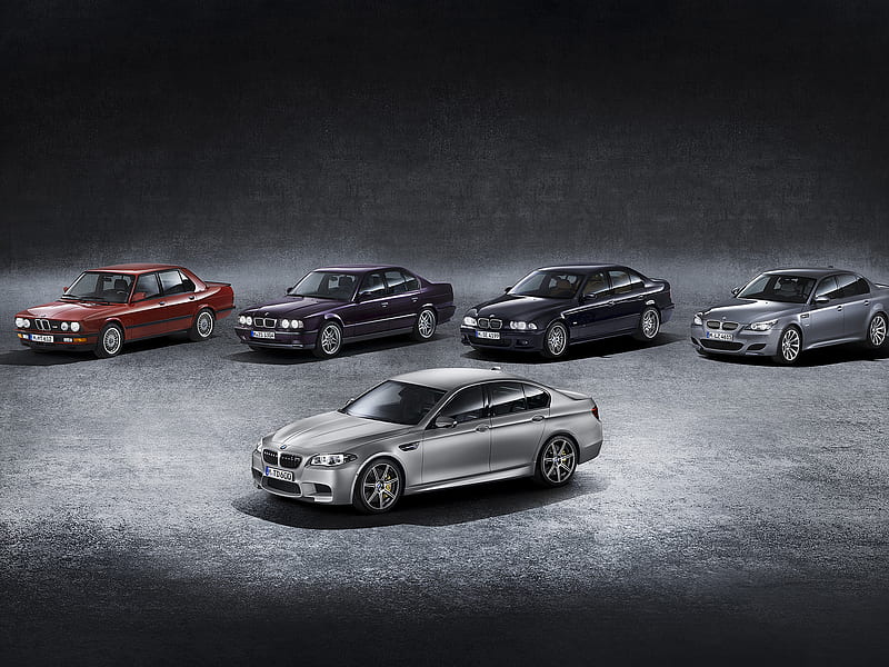 BMW, BMW M5, Blue Car, Car, Gray Car, Luxury Car, Purple Car, Red Car, Sedan, HD wallpaper