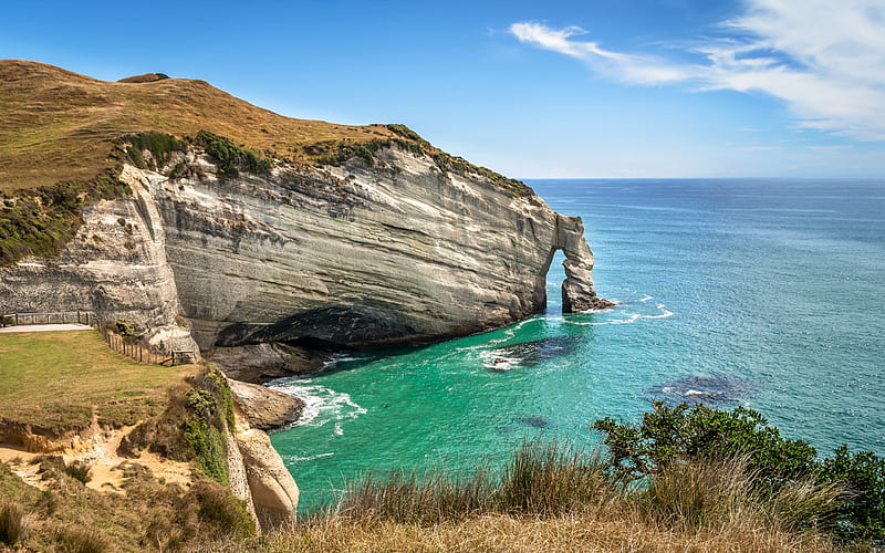 Cape Farewell Arch, New Zealand, ocean, rock, bay, seascape, rocks near the sea, Puponga, HD wallpaper