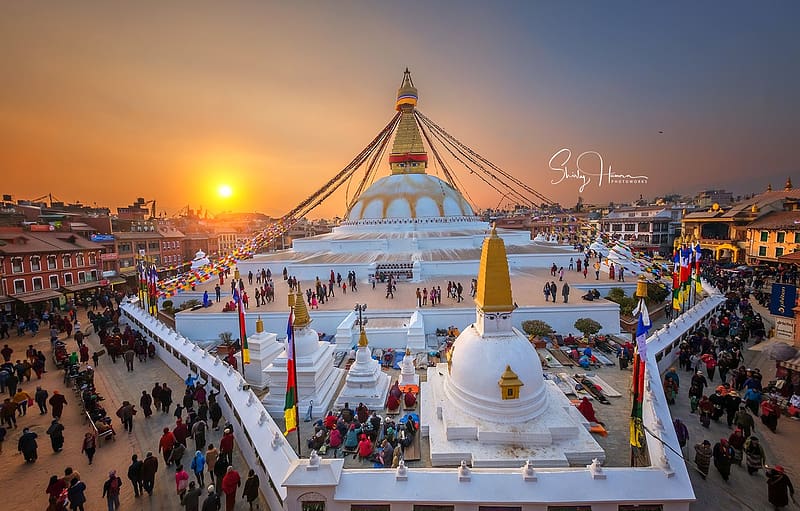 the sky, sunset, home, area, Temple, Nepal, grapher Shirly Hamra for , section город, Nepali Temple, HD wallpaper