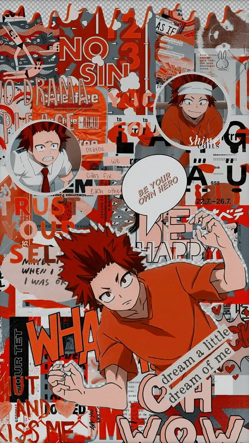 Kirishima , aesthetic, anime, bnha, eijiro, my hero academia, red, HD phone wallpaper
