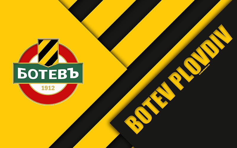 PFC Botev Plovdiv material design, logo, Bulgarian football club, black yellow abstraction, emblem, Parva Liga, Plovdiv, Bulgaria, football, HD wallpaper