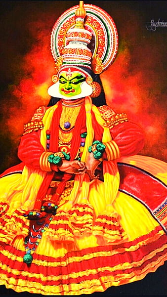 CAVE ART ' Kathakali - Traditional - Indian - Dancer - Kerala - Onam -  Colorful - Decorative - Wall Sticker ' - CA-0011 (PVC Vinyl -