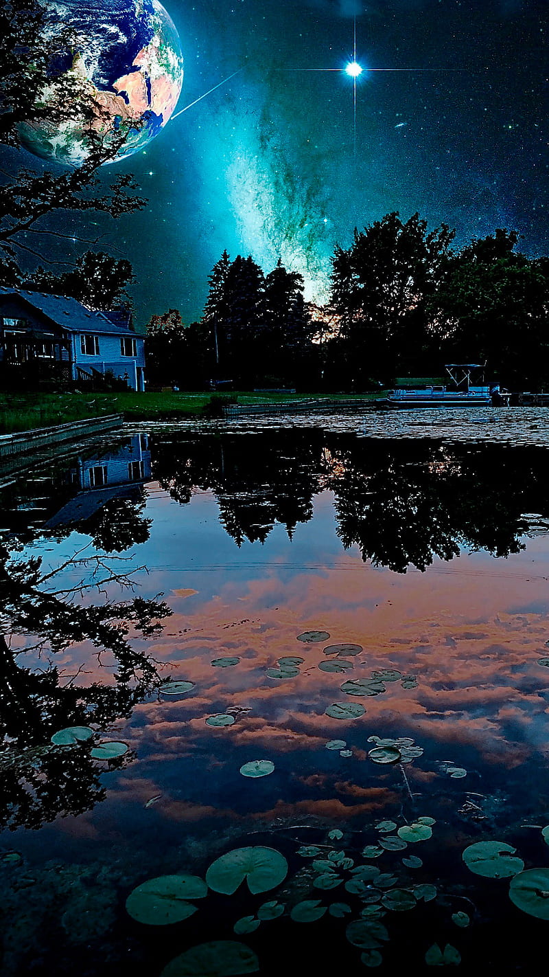 Phone wallpaper HD - A beautiful night in the lake