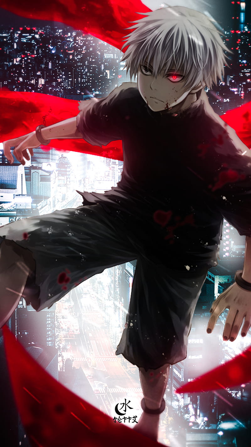 Ken Kaneki Red Eye Eyepatch Tokyo Ghoul 4K Phone iPhone Wallpaper