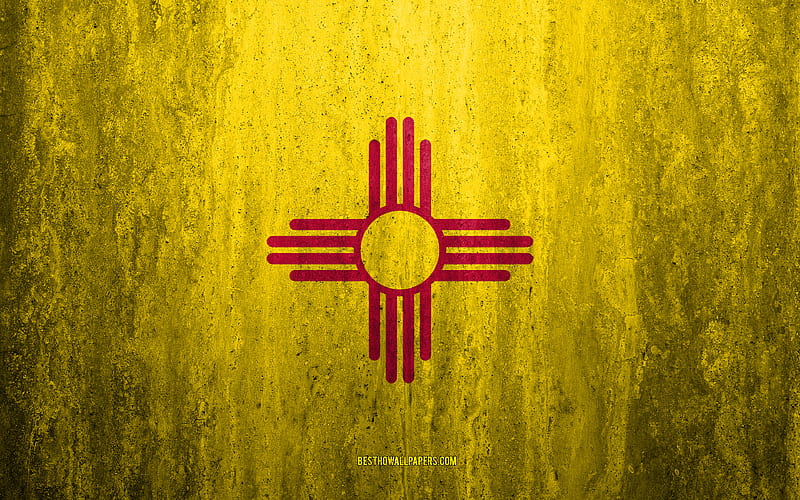 Flag of New Mexico stone background, American state, grunge flag, New Mexico flag, USA, grunge art, New Mexico, flags of US states, HD wallpaper