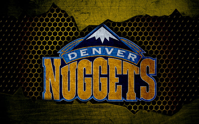 Denver Nuggets logo, NBA, basketball, Western Conference, USA, grunge, metal texture, Northwest Division, HD wallpaper