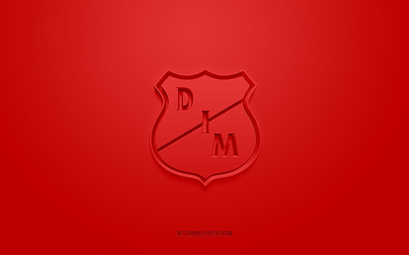 Independiente Medellin, creative 3D logo, red background, 3d emblem, Colombian football club, Categoria Primera A, Medellin, Colombia, 3d art, football, Independiente Medellin 3d logo, HD wallpaper