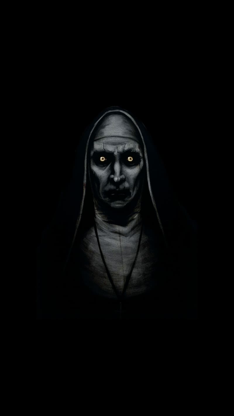 Best Horror, Scary Nun, danger, black background, HD phone wallpaper