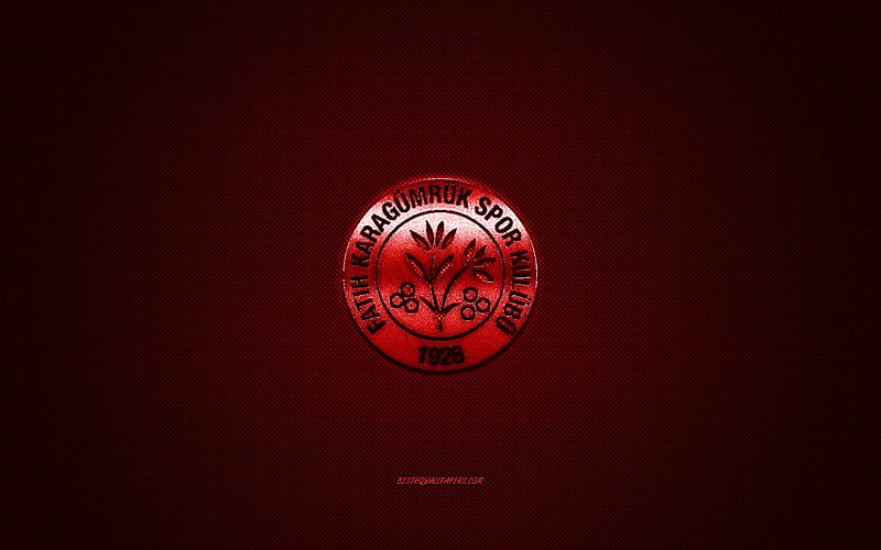 Fatih Karagumruk, Turkish football club, 1 Lig, red logo, red carbon fiber background, football, Istanbul, Turkey, Fatih Karagumruk logo, HD wallpaper