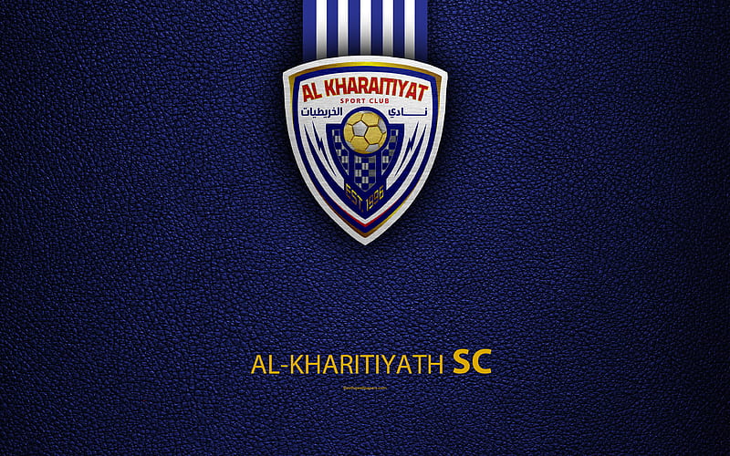 Al-Kharitiyath SC Qatar football club, leather texture, Al-Kharitiyat logo, Qatar Stars League, Doha, Qatar, Premier League, Q-League, HD wallpaper