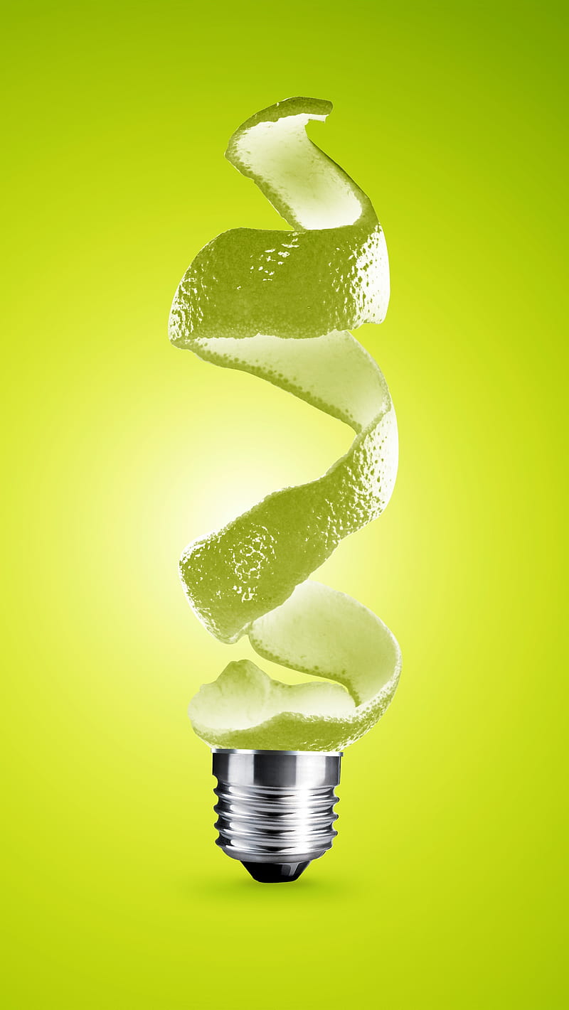 Bulb of Lime, 3d, fantasy, light, light bulb, HD phone wallpaper