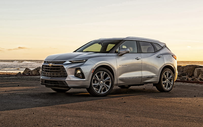 Chevrolet Blazer, 2019, exterior, front view, silver crossover, new silver Blazer, American cars, Chevrolet, HD wallpaper