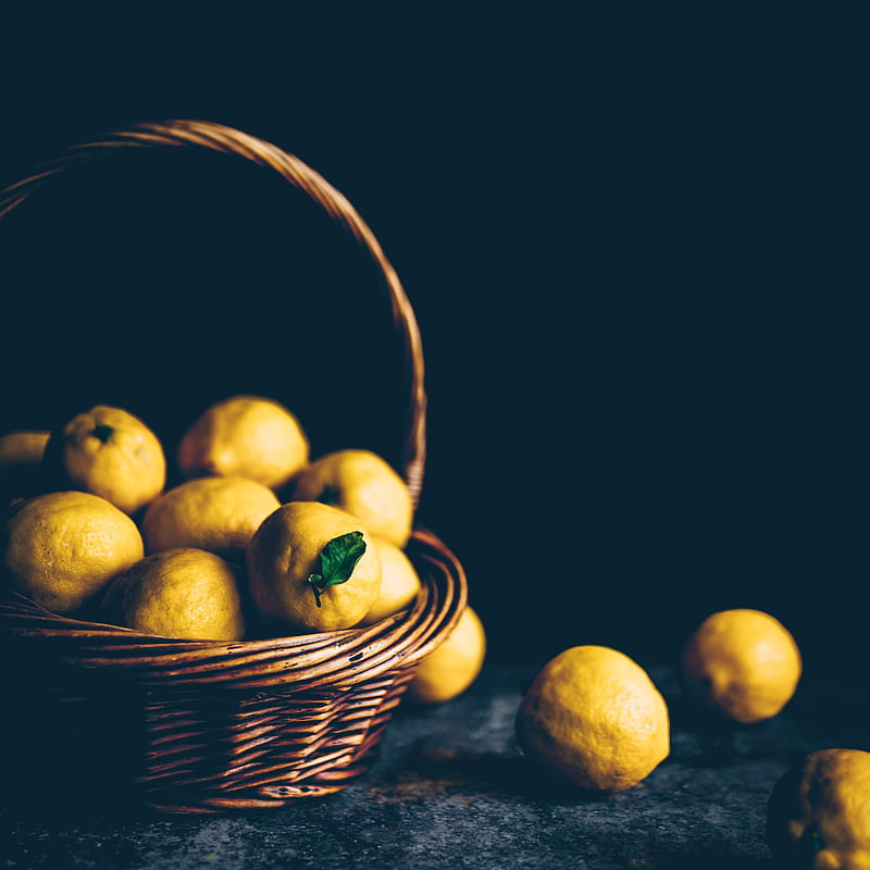 lemons, citrus, basket, fruit, sour, yellow, HD phone wallpaper