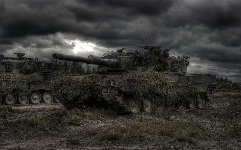 Leopard 2A4, German tanks, modern armored vehicles, Leopard 2, camouflage, camouflage of armored vehicles, HD wallpaper