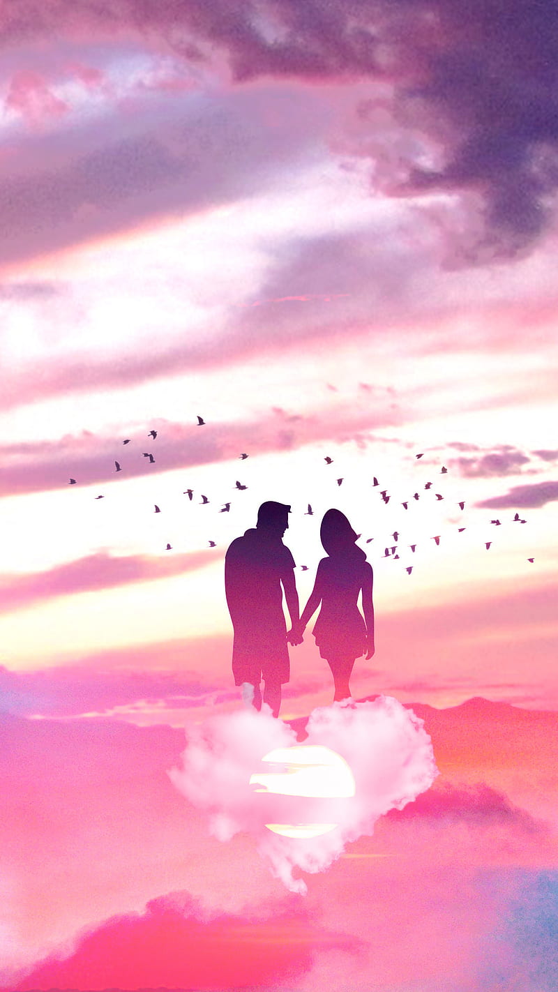 Couple in love, romantic, sky, colorful, HD phone wallpaper | Peakpx