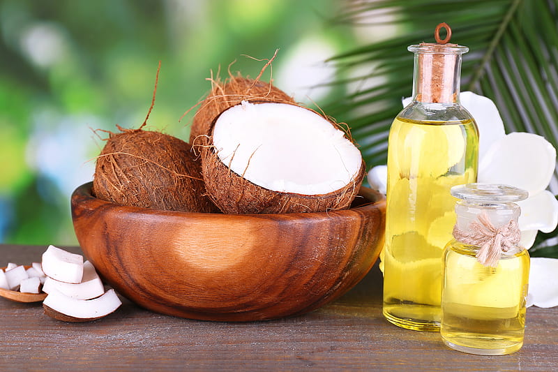 Coconuts & Oil, health, food, fresh, clean, oils, coconut oil, coconuts, HD wallpaper